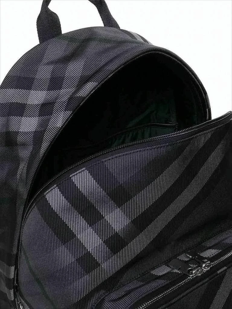Burberry Structured Black Nylon Backpack with Checkered Pattern 4