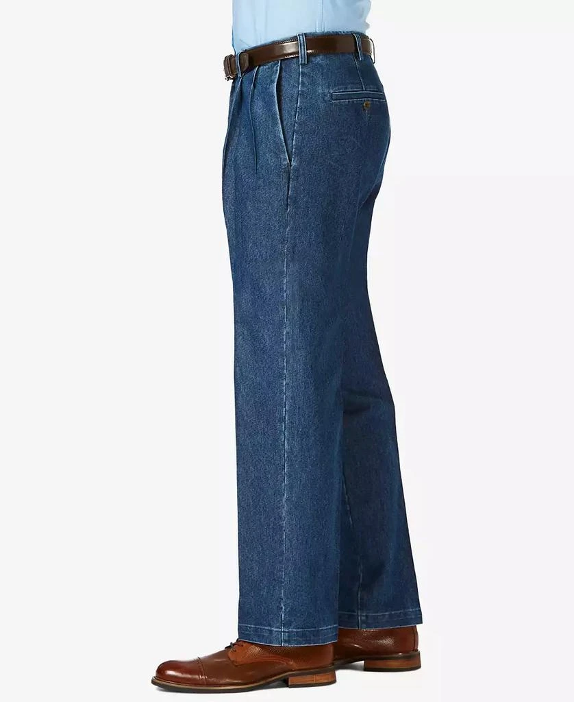 Haggar Men's Stretch Denim Classic-Fit Pleated Pants 3