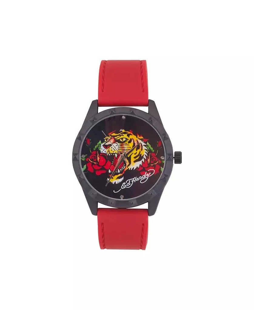 Ed Hardy Women's Quartz Matte Red Silicone Strap Analog Watch 1