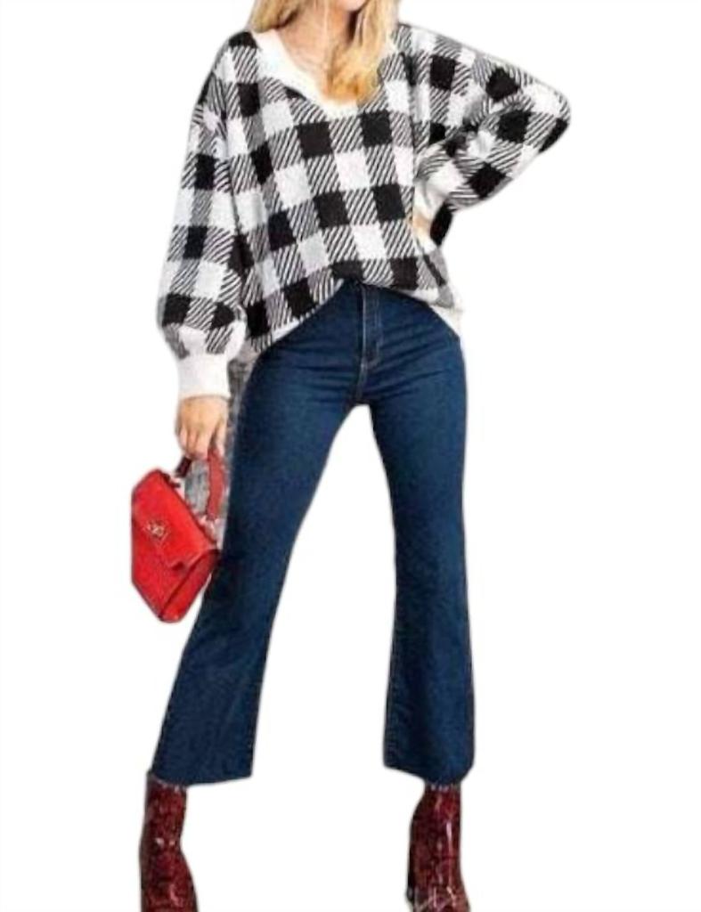 Kori Kori - V Neck Plaid Sweater