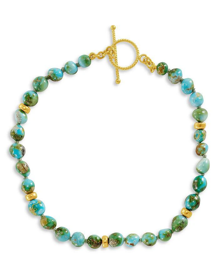 Jorge Adeler 18K Yellow Gold Sonoran Turquoise Bead Bracelet