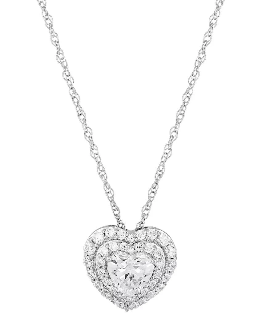 Grown With Love Lab Grown Diamond Heart Halo Pendant Necklace (1-1/2 ct. t.w.) in 14k White Gold, 16" + 2" extender 1