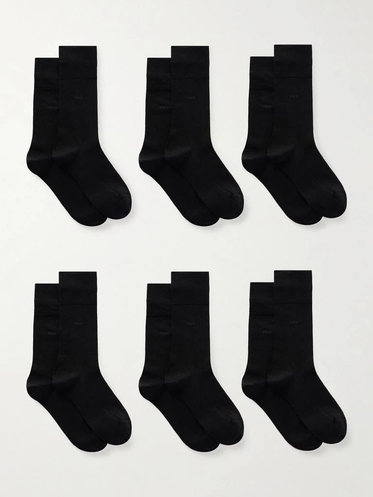 CDLP Set Of Six Intarsia Ribbed Organic Cotton-blend Socks