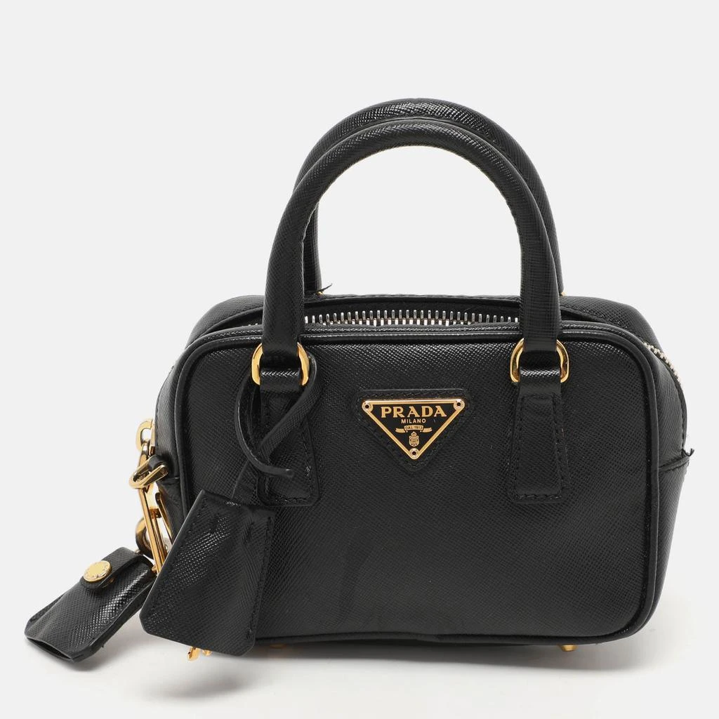 Prada Prada Black Saffiano Lux Leather Mini Crossbody Bag 1
