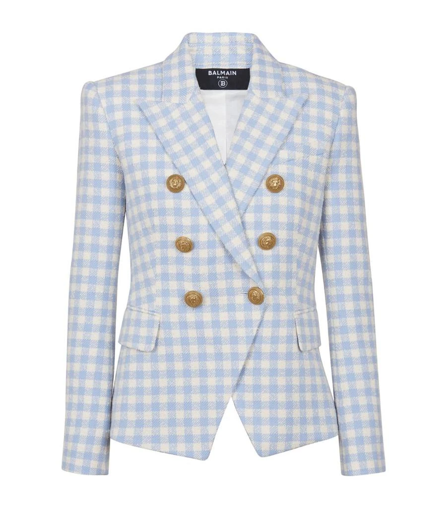 Balmain Gingham Double-Breasted Blazer Suits BeyondStyle