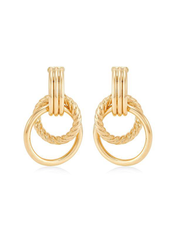 Saks Fifth Avenue 14K Yellow Gold Doorknocker Hoop Earrings