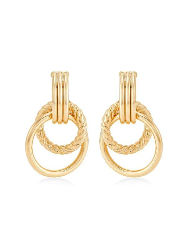 Saks Fifth Avenue 14K Yellow Gold Doorknocker Hoop Earrings 2