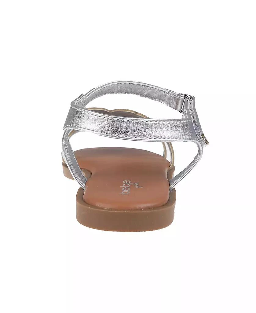 Bebe Little Girls Flat with Butterfly Rhinestone Welt Sandals 5