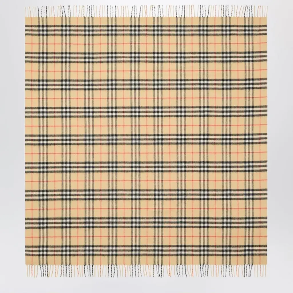 Burberry Sand beige Check wool scarf