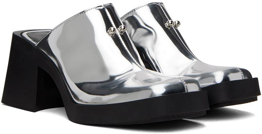 Justine Clenquet Silver Raya Mules 4