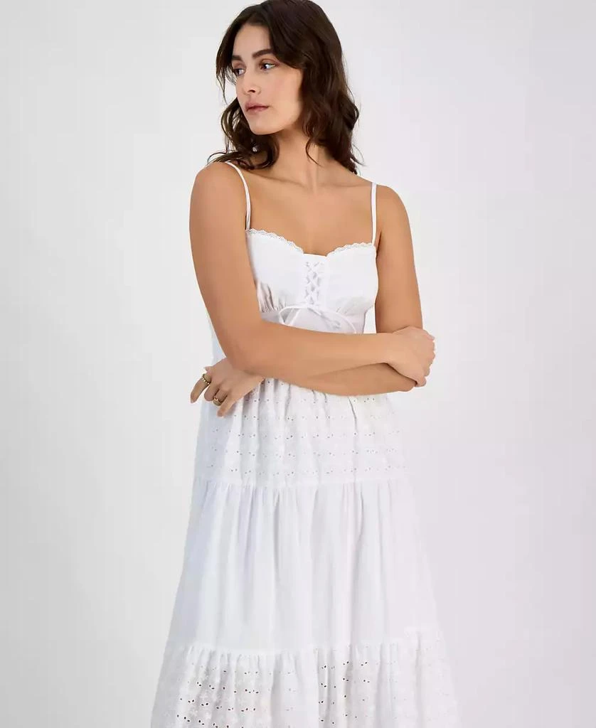 Juniors' Eyelet Lace-Up Midi Dress – On Sale Now with Up to 71