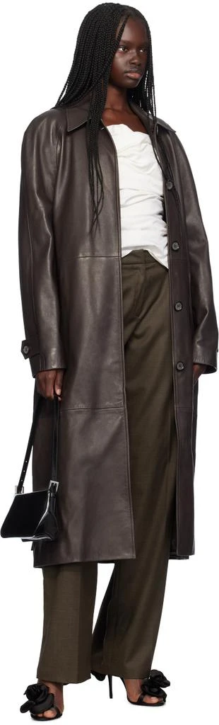 Magda Butrym Brown Belted Leather Trench Coat 4