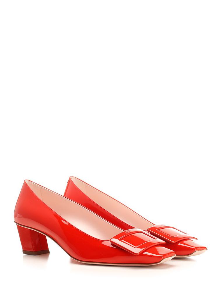 Roger Vivier Belle Vivier Red Patent Pumps With Metal Buckle