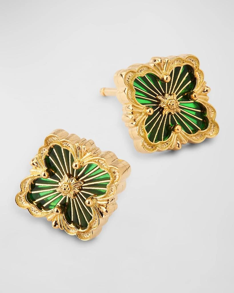 Buccellati Opera Tulle Button Earrings with Green Enamel, Small 3