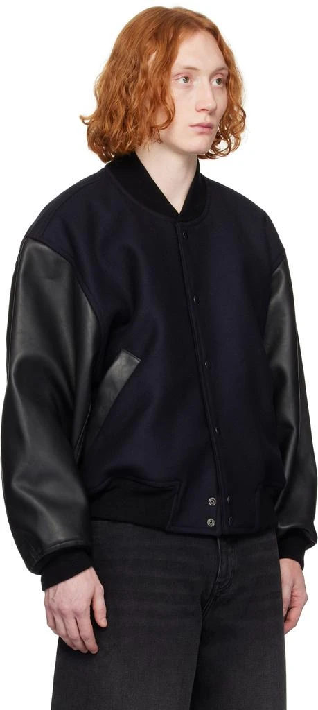 Studio Nicholson Navy & Black Alph Leather Bomber Jacket 1