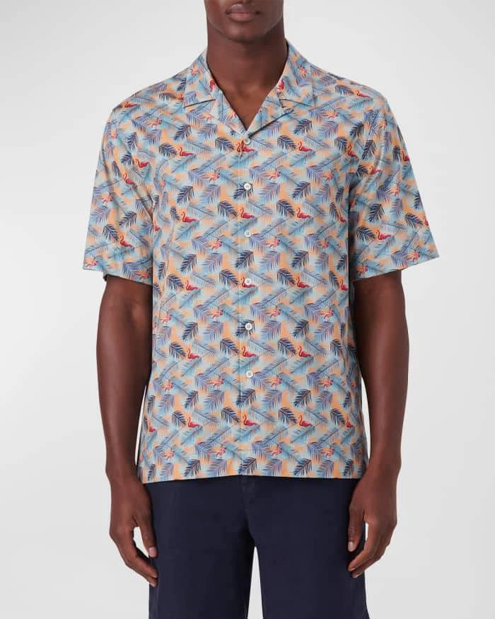 BUGATCHI Men's OoohCotton Tech Flamingo Camp Shirt 2