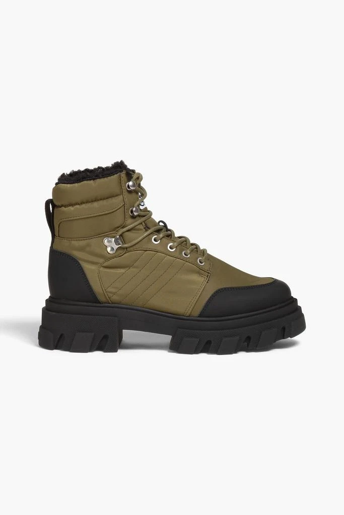 Ganni Faux shearling-lined shell hiking boots 1