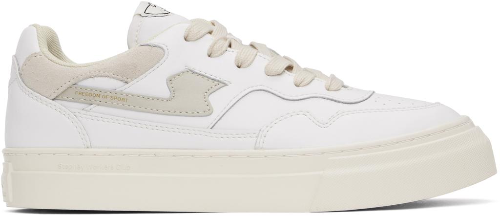Stepney Workers Club White & Beige Pearl S-Strike Sneakers