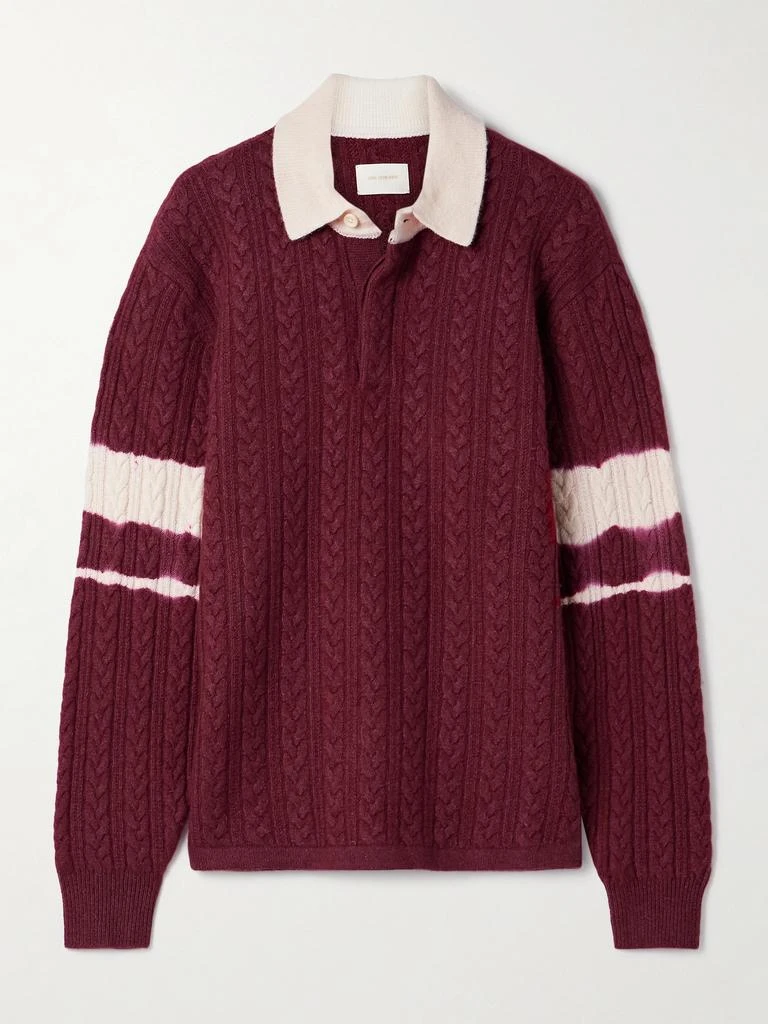 AIMÉ LEON DORE Cable-knit Striped Wool And Cotton-blend Polo Shirt