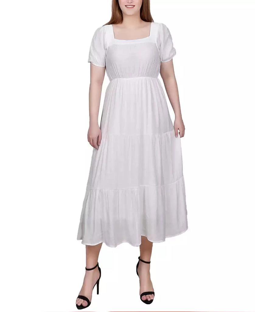NY Collection Petite Short Sleeve Tiered Midi Dress 1