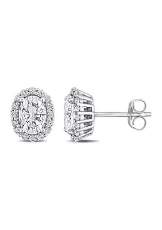Belk 
Co. 2.33 ct. t.w. Lab Created Moissanite Oval Halo Stud Earrings in 10K White Gold