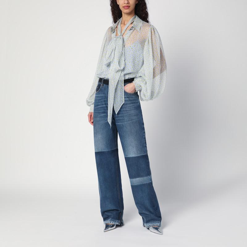 デニム・ジーパン GUCCI TWO-TONE WIDE-LEG JEANS WITH STONE-WASHED TREATMENT Gucci Two-Tone Wide-Leg Jeans With Stone-Washed Treatment in