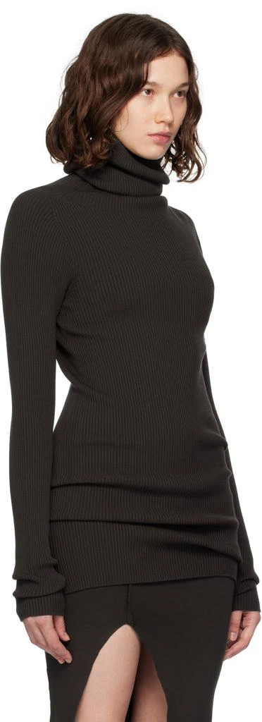 Rick Owens Brown Concordians Ribbed Knit Tube Turtleneck 2