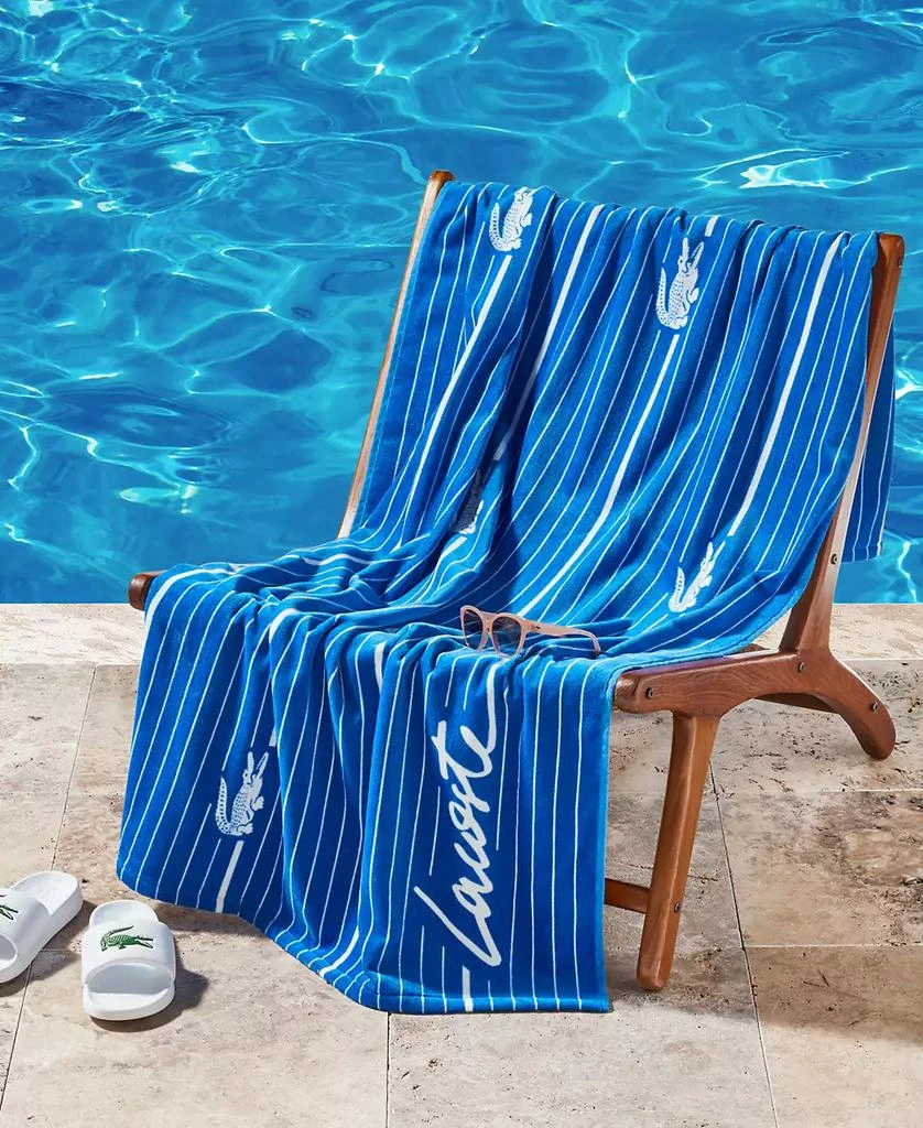 Lacoste Lacoste Crocodile Print Shirting Cotton Beach Towel, 36" x 72"
