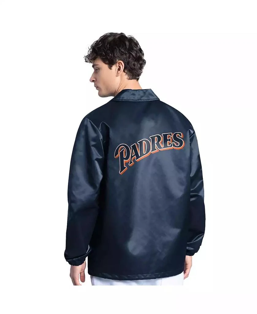 Starter Men's Navy San Diego Padres Cooperstown Collection Point Man Full-Snap Coaches Jacket 2