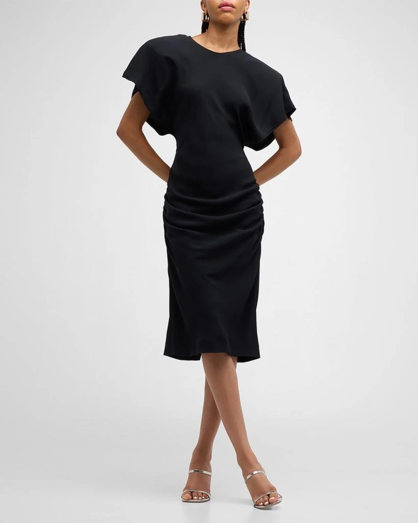 Stella McCartney Draped Strong-Shoulder Midi Dress 7