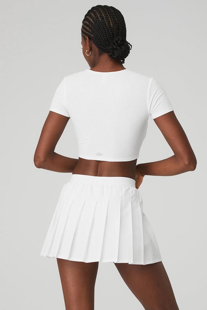 Alo Ribbed Knotty Short Sleeve - White