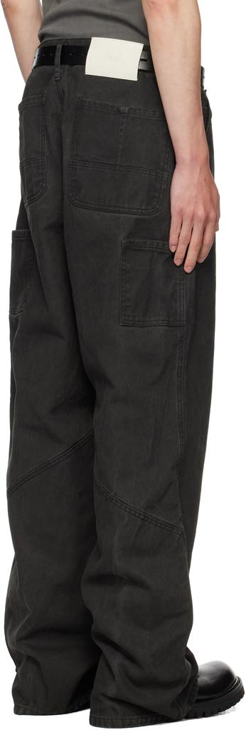 ALEXANDER DIGENOVA Black Underground Cutout Denim Cargo Pants