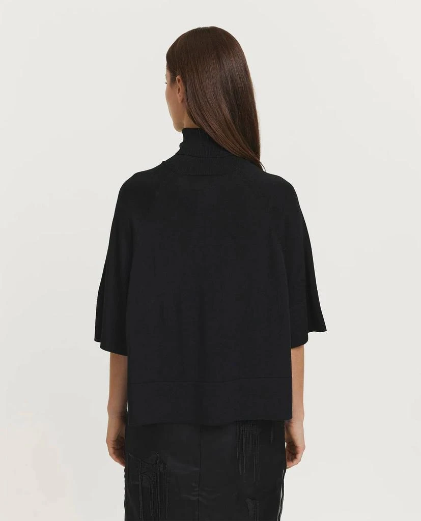 Psophia Short Sleeve Turtleneck/poncho In Black 5