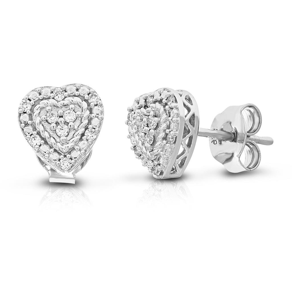 Vir Jewels 1/8 cttw 18 Stones Round Lab Grown Diamond Studs Earrings .925 Sterling Silver Prong Set Heart Shape