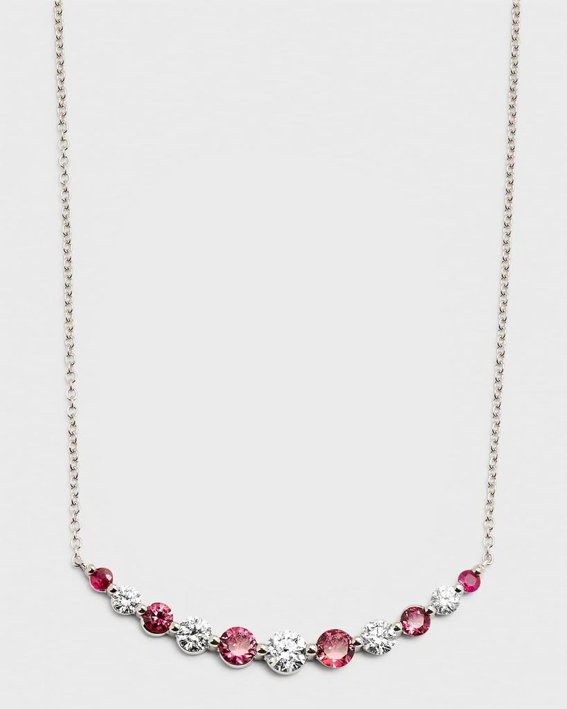 Neiman Marcus Diamonds 18K White Gold Round Ruby and Round Diamond GH/SI1 Smily Necklace, 18"L, 1.13tcw