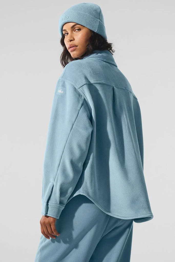 Alo Ribbed Velour Mountain Side Shacket - Celestial Blue 3