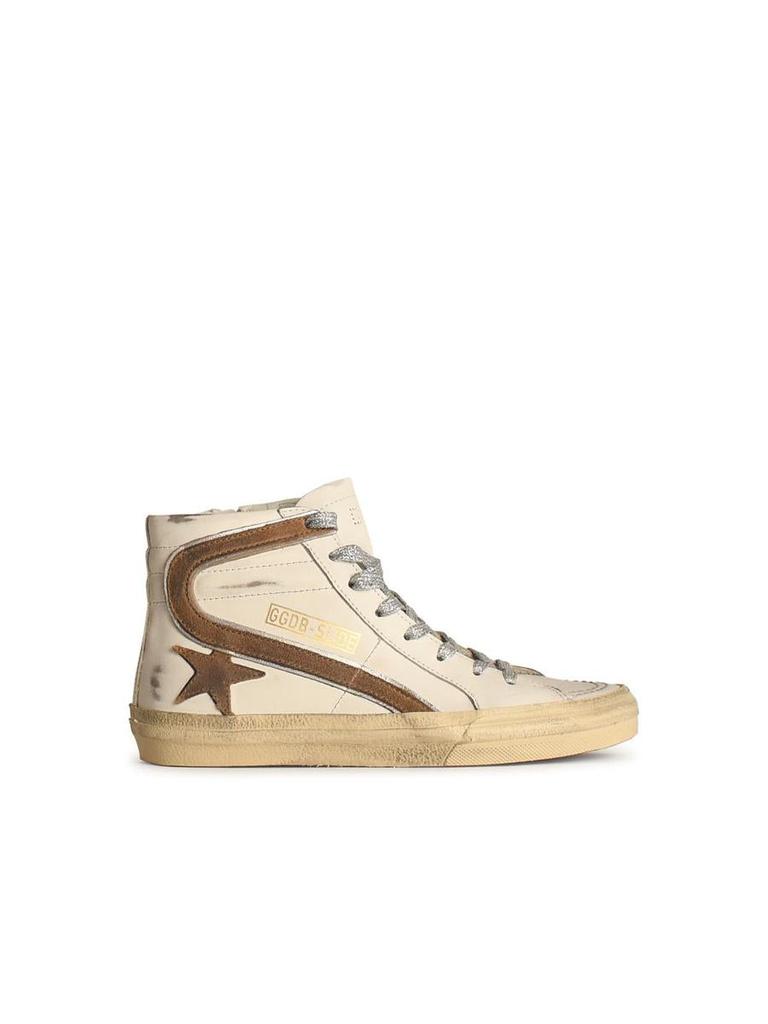 Golden Goose Golden Goose 'Slide' White Leather Sneakers