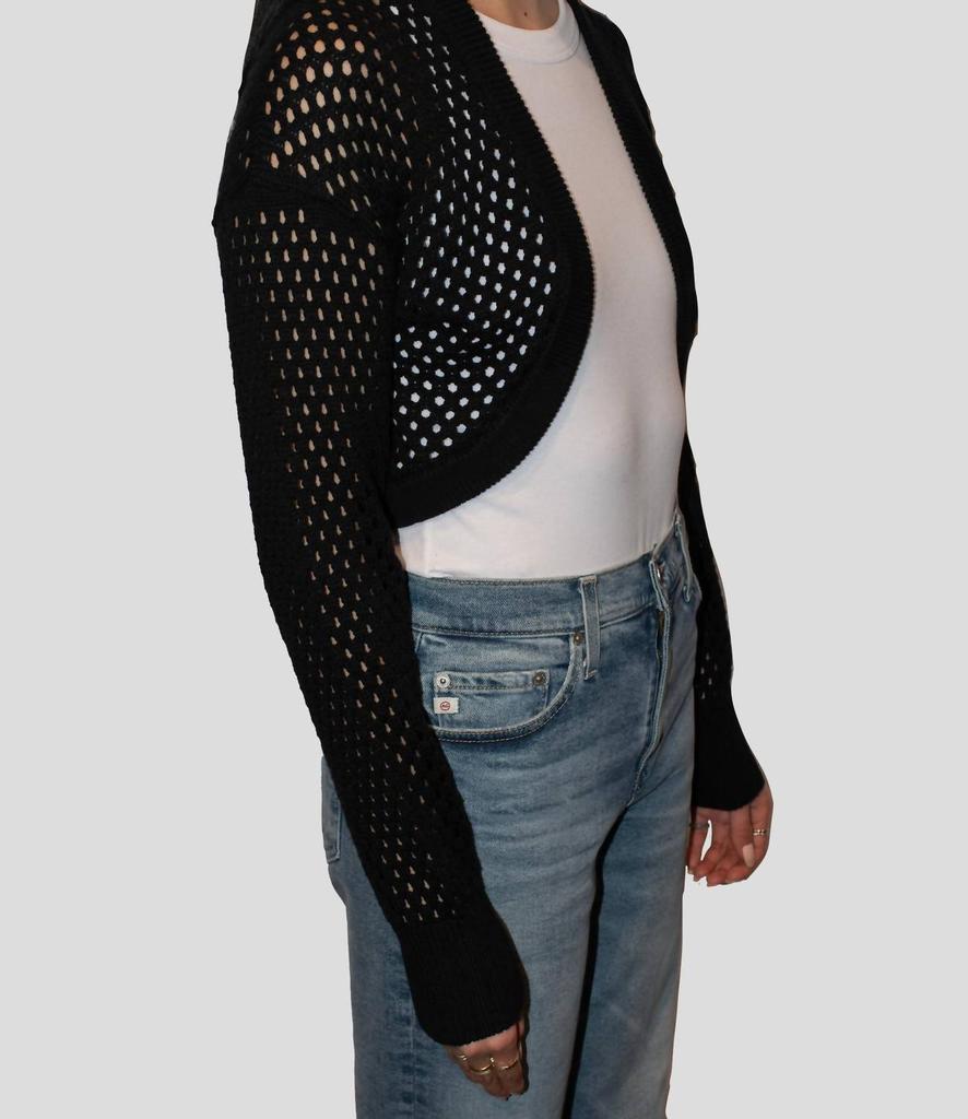 Autumn Cashmere Mesh Knit Shrug Sweater In Black