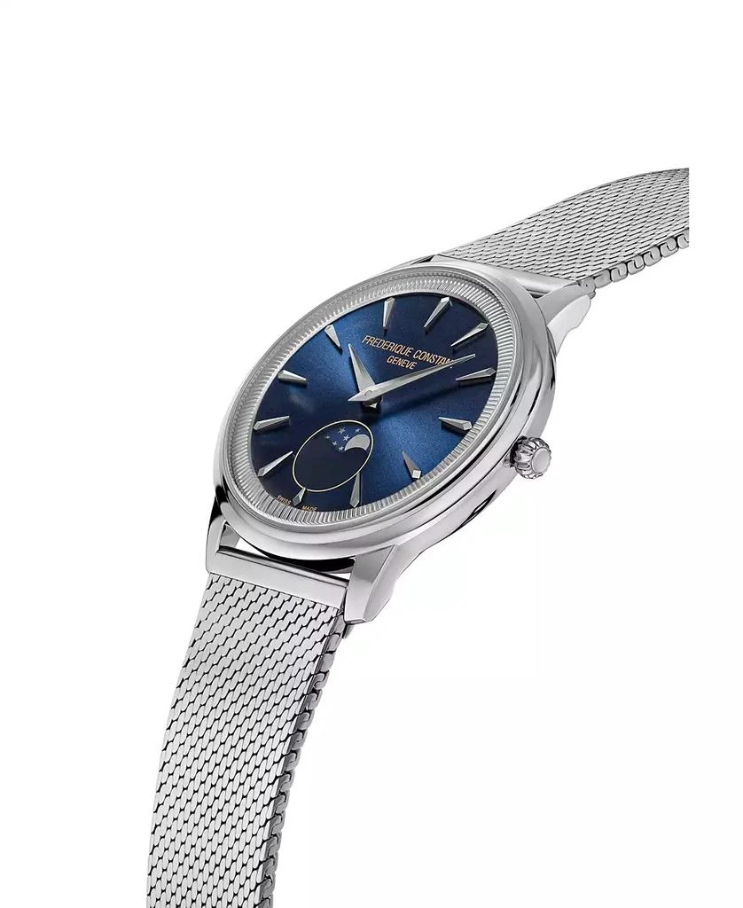 Frederique Constant Men's Moneta Moonphase Silver-Tone Bracelet Watch, 37mm 2