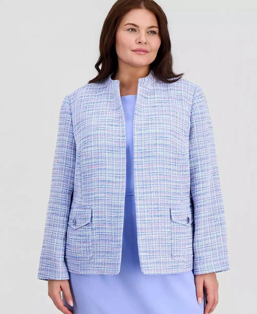 Kasper Plus Size Open-Front Tweed Jacket