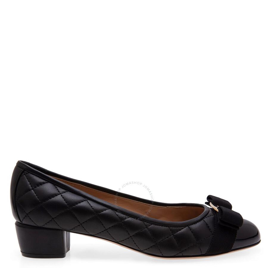 Salvatore Ferragamo Salvatore Ferragamo Quilted Vara Bow Pumps In Black, Brand Size 5 D