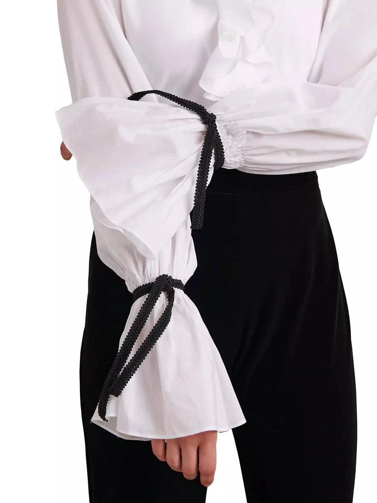 Anne Fontaine Reine Ribbon-Trimmed Cotton Jersey Shirt 7