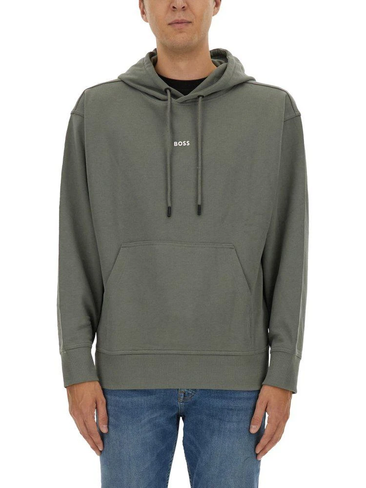 Hugo Boss Boss Hugo Boss Logo Rubberised Drawstring Hoodie 1