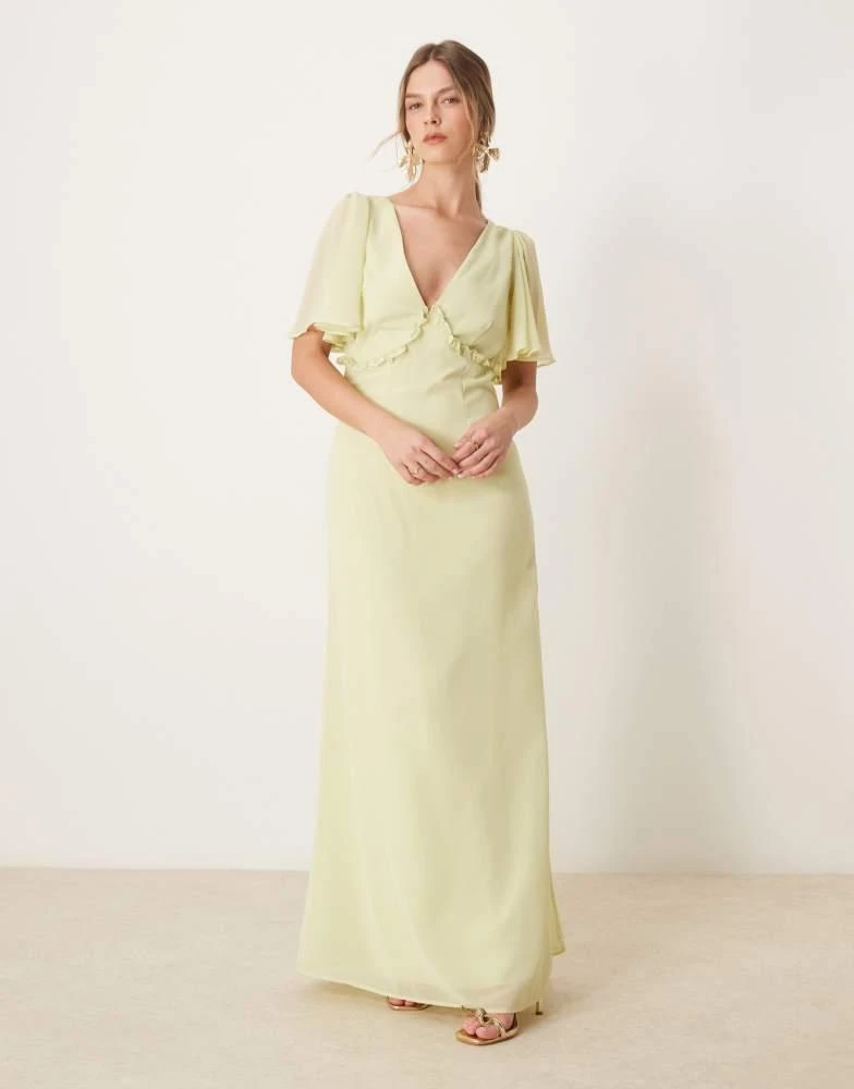 Shop Anaya V neck short flutter sleeve maxi dress in spring green - Main Image