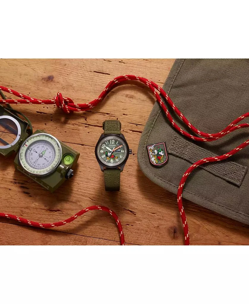 Citizen Eco-Drive Men's Disney Alpine Mickey Mouse Explorer Green Khaki Strap Watch 42mm Boxed Set 8