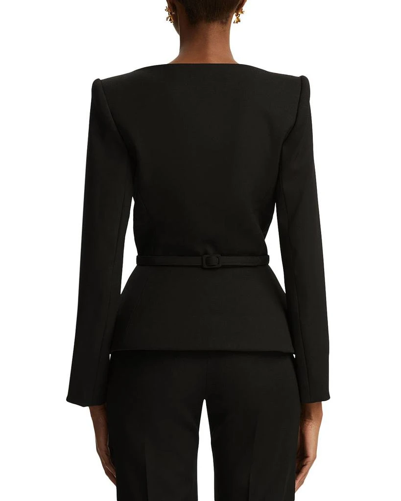 Oscar de la Renta Black Satin Bow Buckle Belt Jacket 3