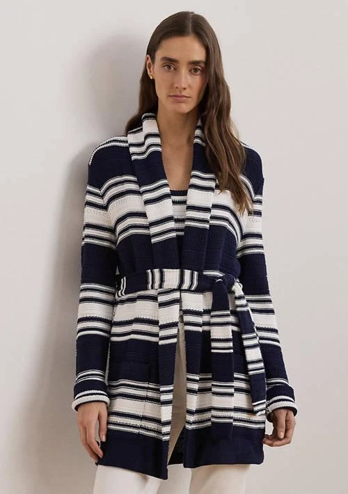 Ralph Lauren Ralph Lauren Striped Belted Cotton Blend Cardigan 1