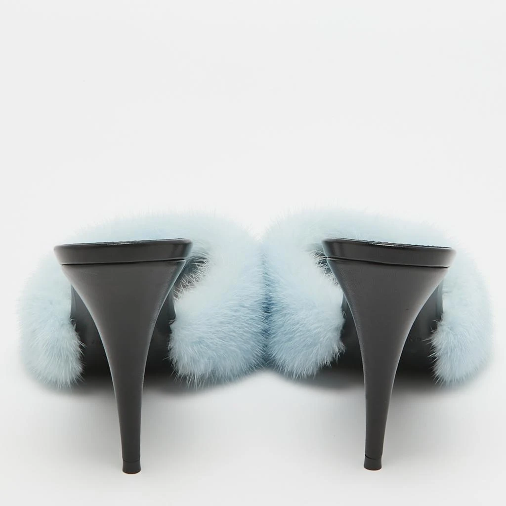 Yves Saint Laurent Saint Laurent Blue Mink Fur Roy Slide Sandals Size 39 5