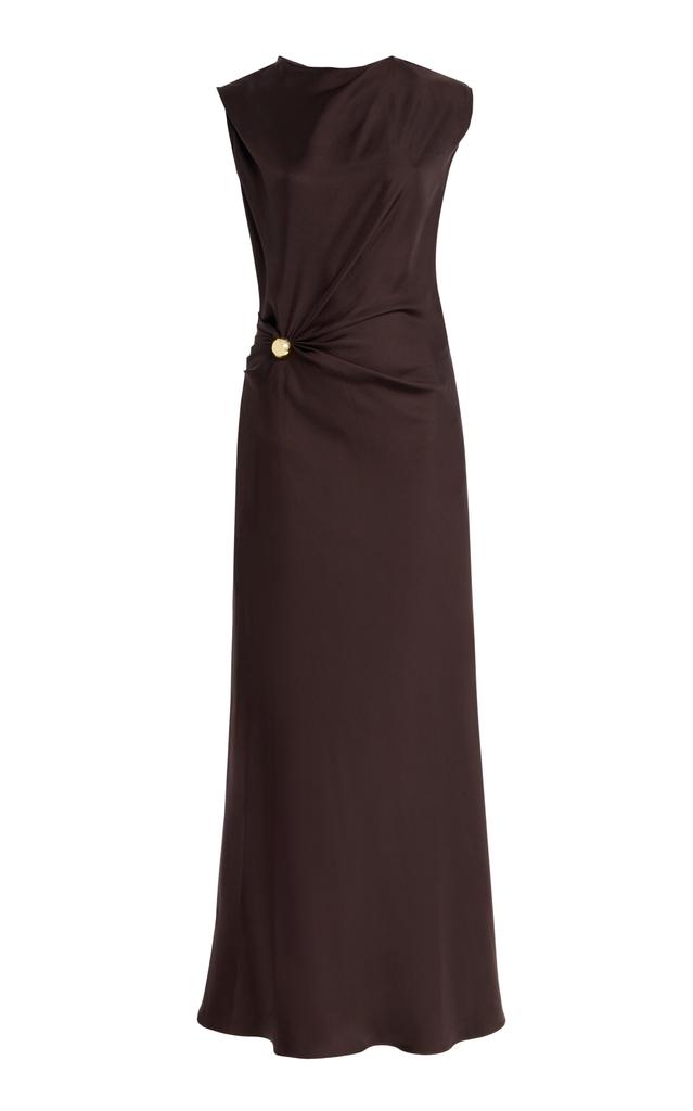 Loulou de Saison Loulou de Saison - Roan Draped Silk Dress - Brown - M - Moda Operandi