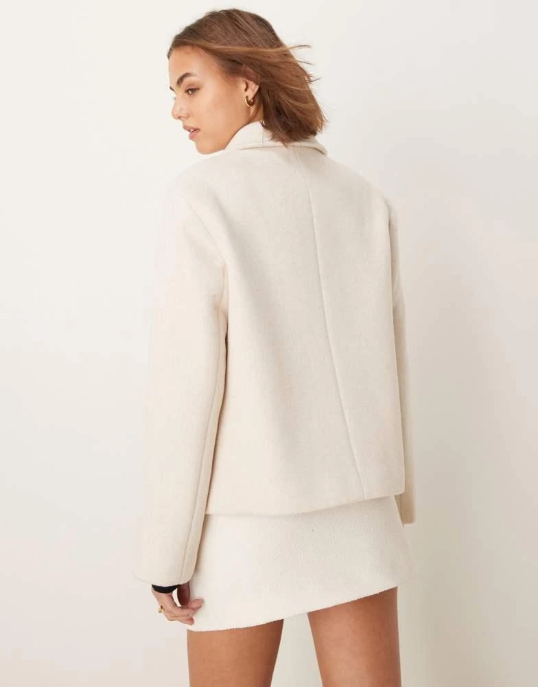 Abercrombie & Fitch Abercrombie & Fitch short wool coat in cream 2